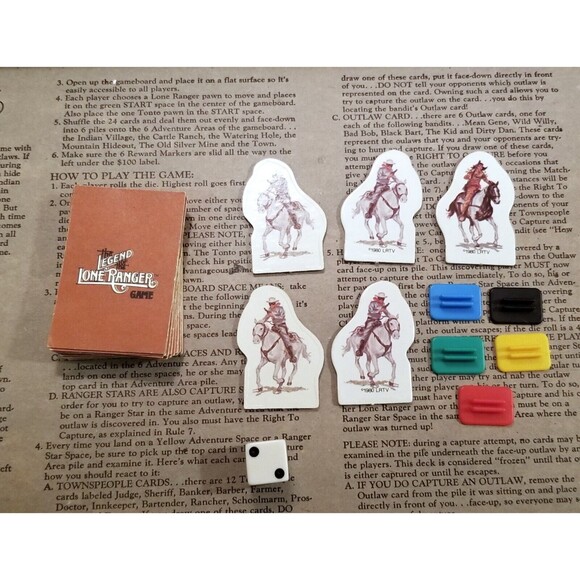 1980 The Legend of The Lone Ranger Board Game Milton Bradley  Missing 1 Card - Picture 5 of 6